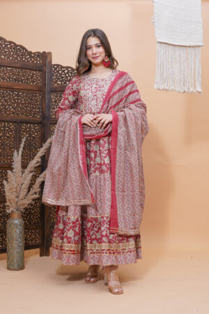 red anarkali suit set